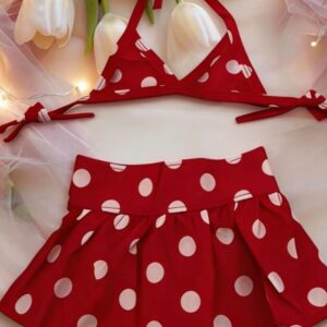 CONJUNTO DE BIKINI rojos lunares